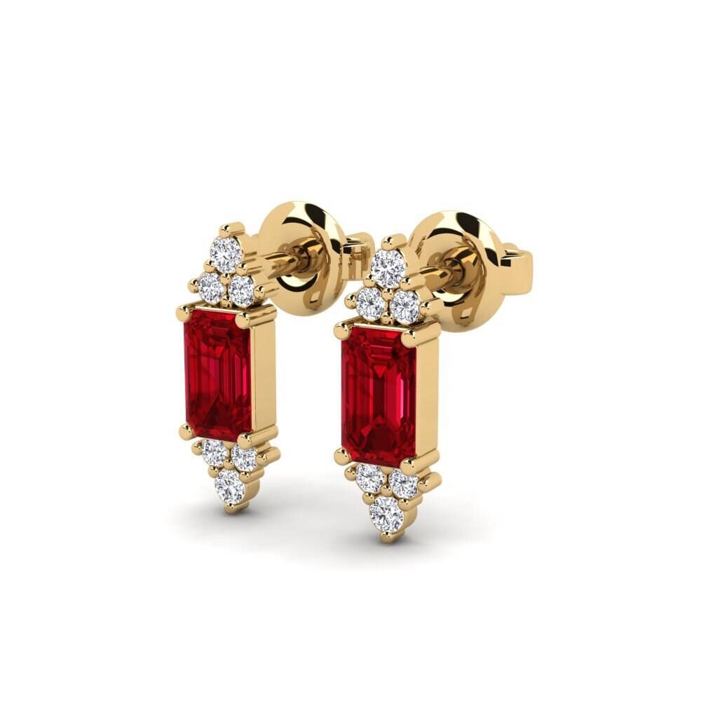 Emerald Cut Red Zirconia Women's Earring Chaumont
