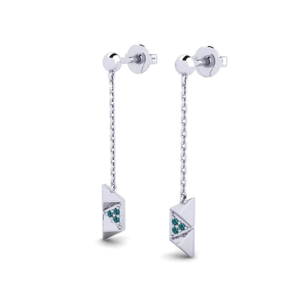 Platino Diamante Azul Pendiente de mujer Cherbury