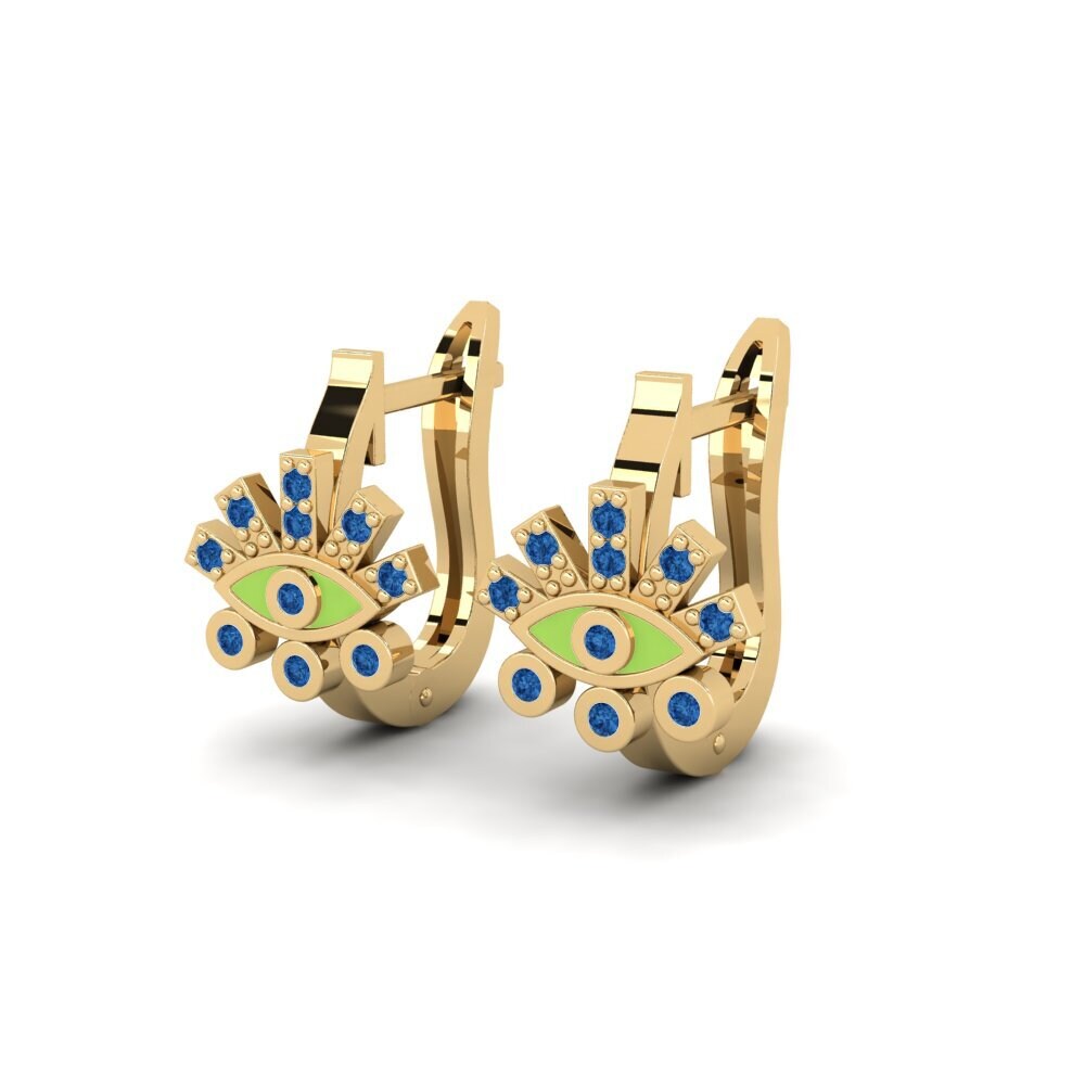Zircone Bleu Foncé Boucle d'oreille femme Chesiphon