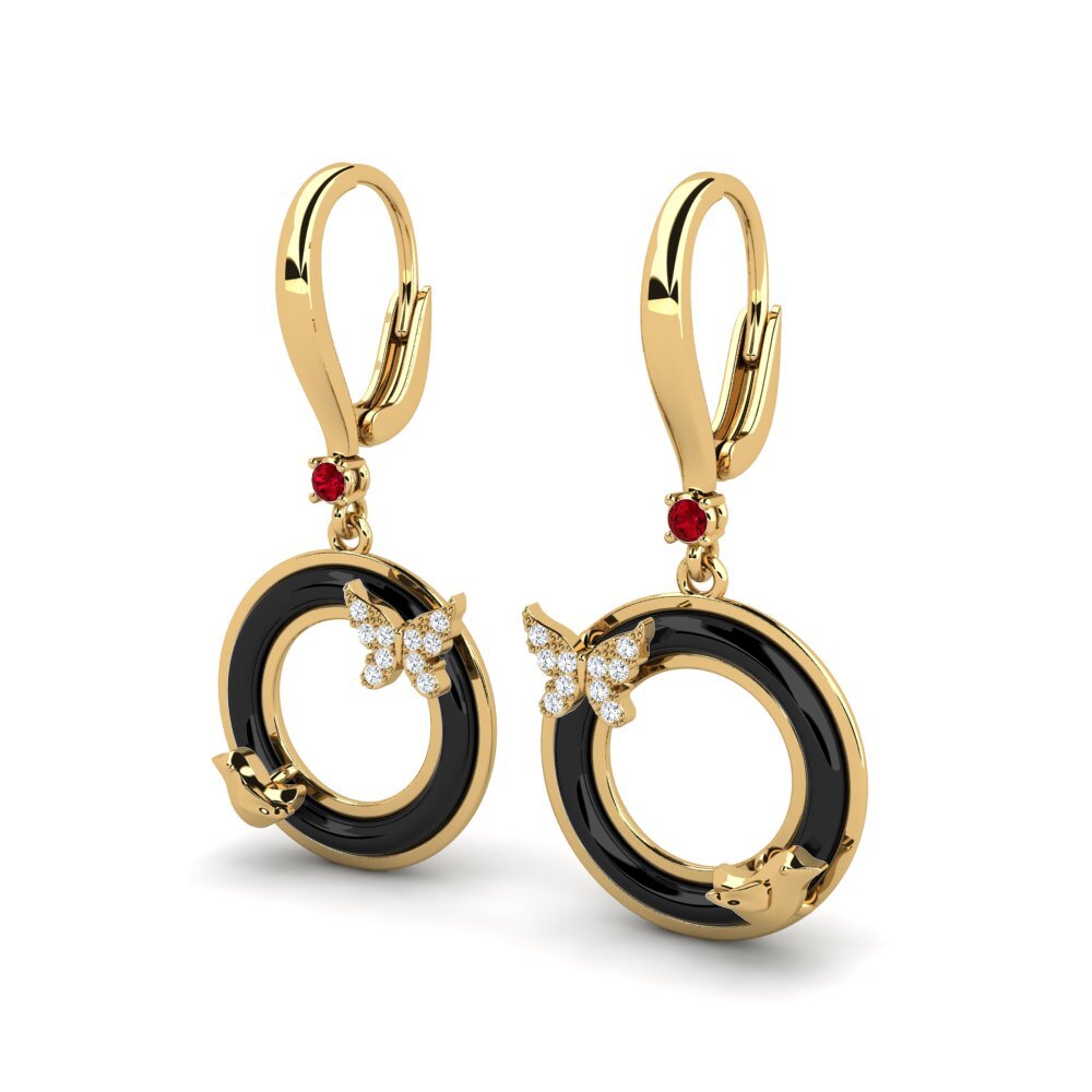 Zircônia Vermelha Brincos Feminino Chesnut