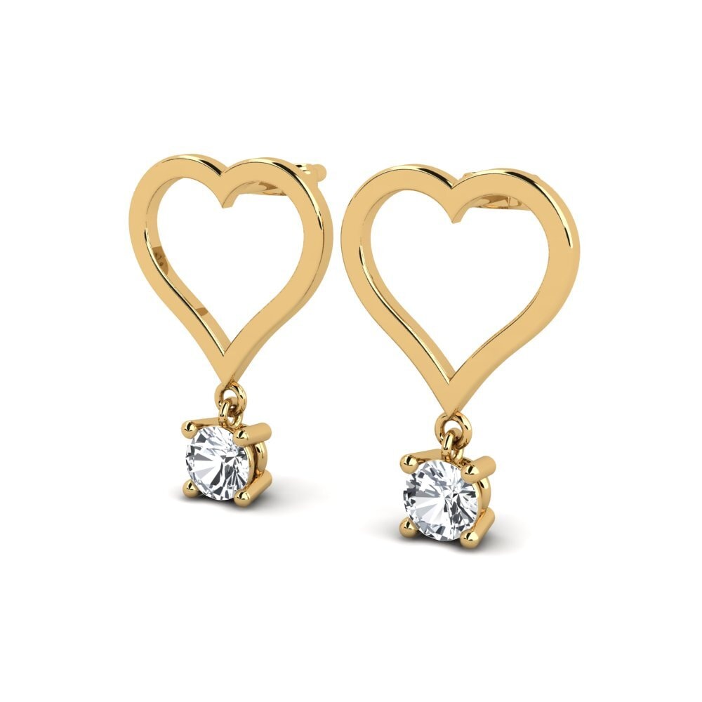 14ct Yellow Gold White Zircon Women's Earring Chimbu