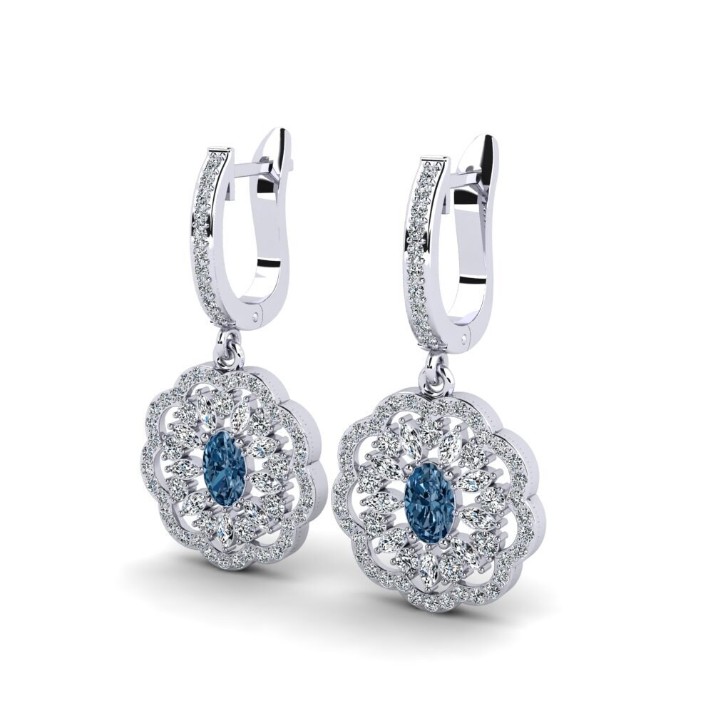 Ovalado Diamante Azul Pendiente de mujer Chiure