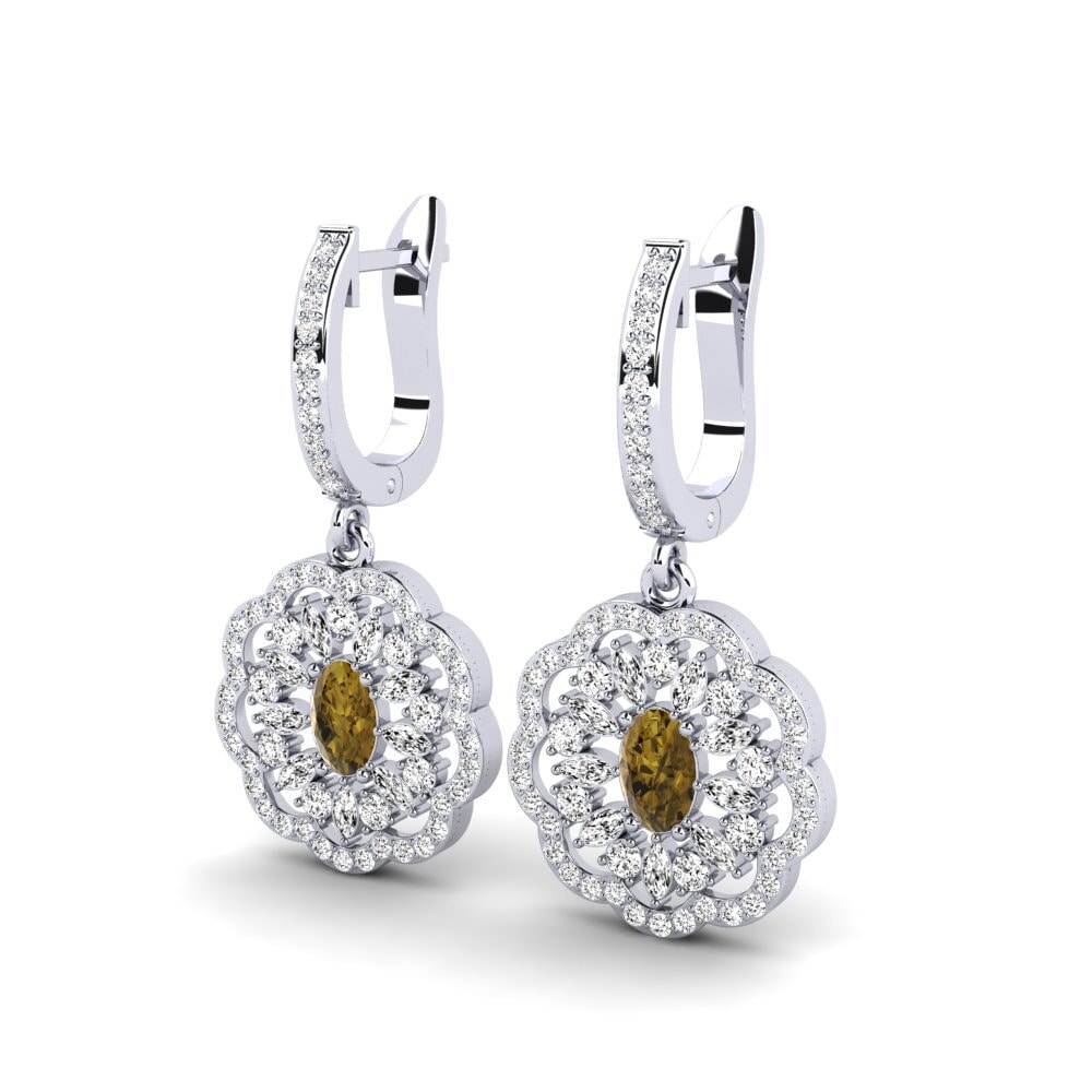 Đá Zircon Nâu Bông tai nữ Chiure