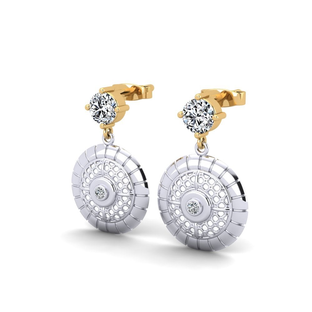 14k Oro Blanco & Amarillo Pendiente de mujer Chlosie