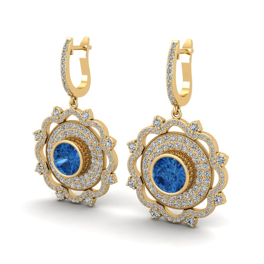 Zircônia azul escuro Brincos Feminino Choe