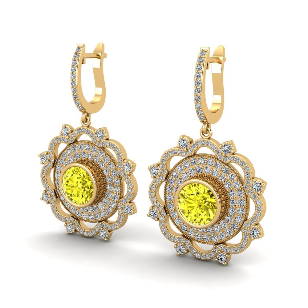Diamante Amarillo Pendiente de mujer Choe