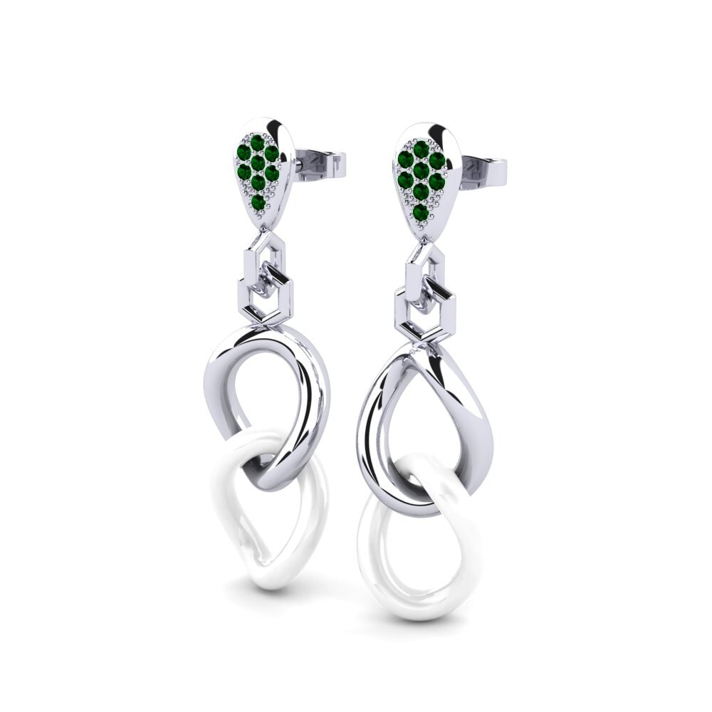 White Silver Green Zirconia Women's Earring Chong