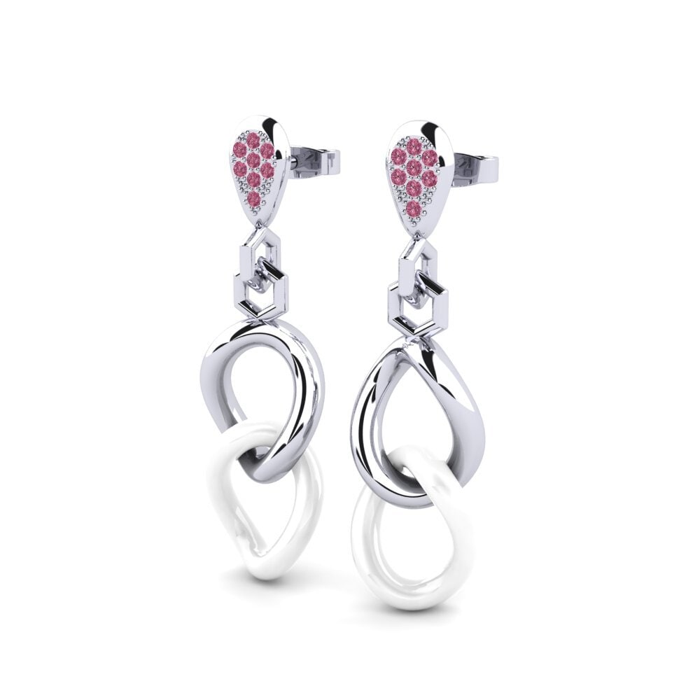 Platino 950 Granate Rhodolite Pendiente de mujer Chong