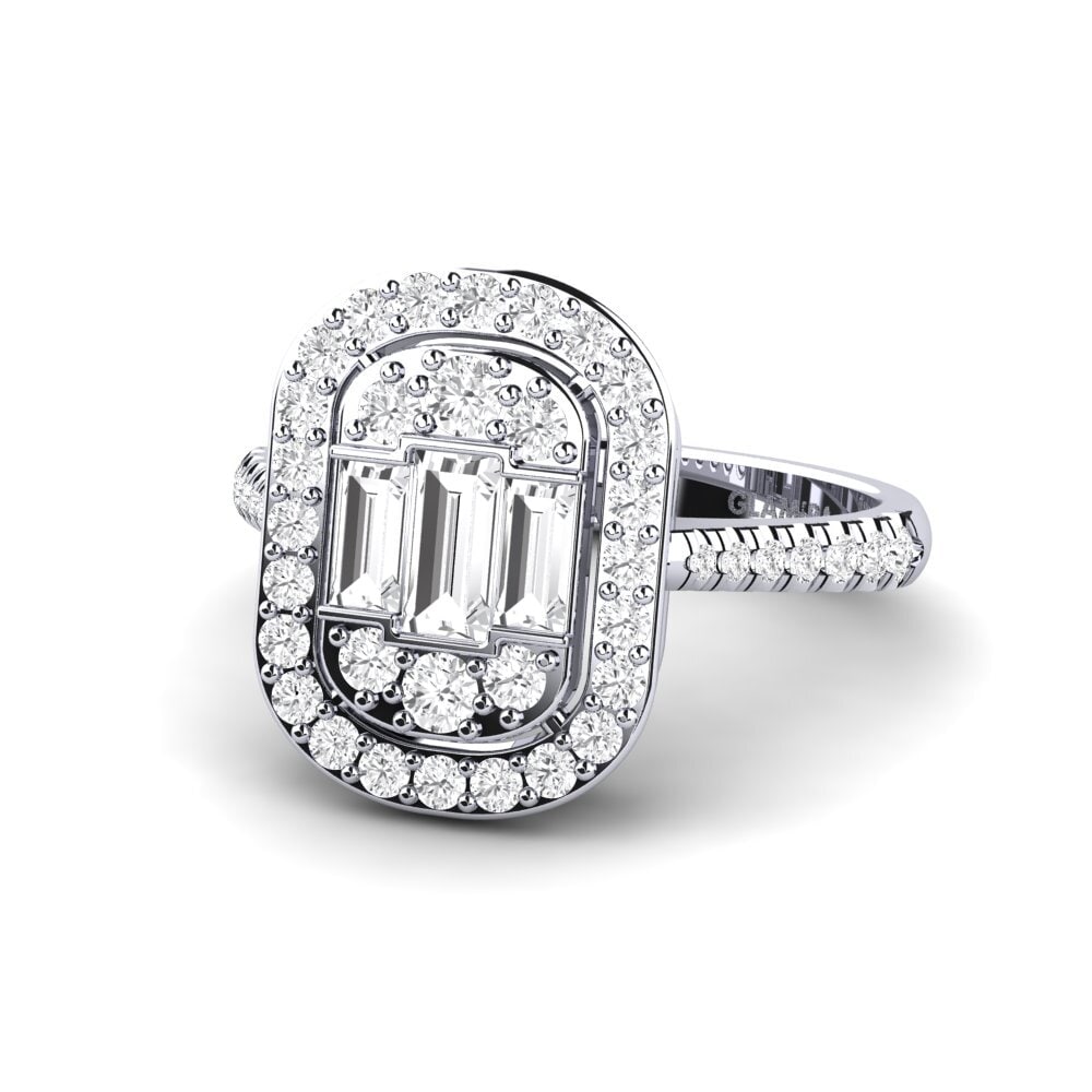 Zafiro blanco Anillo de compromiso Chow