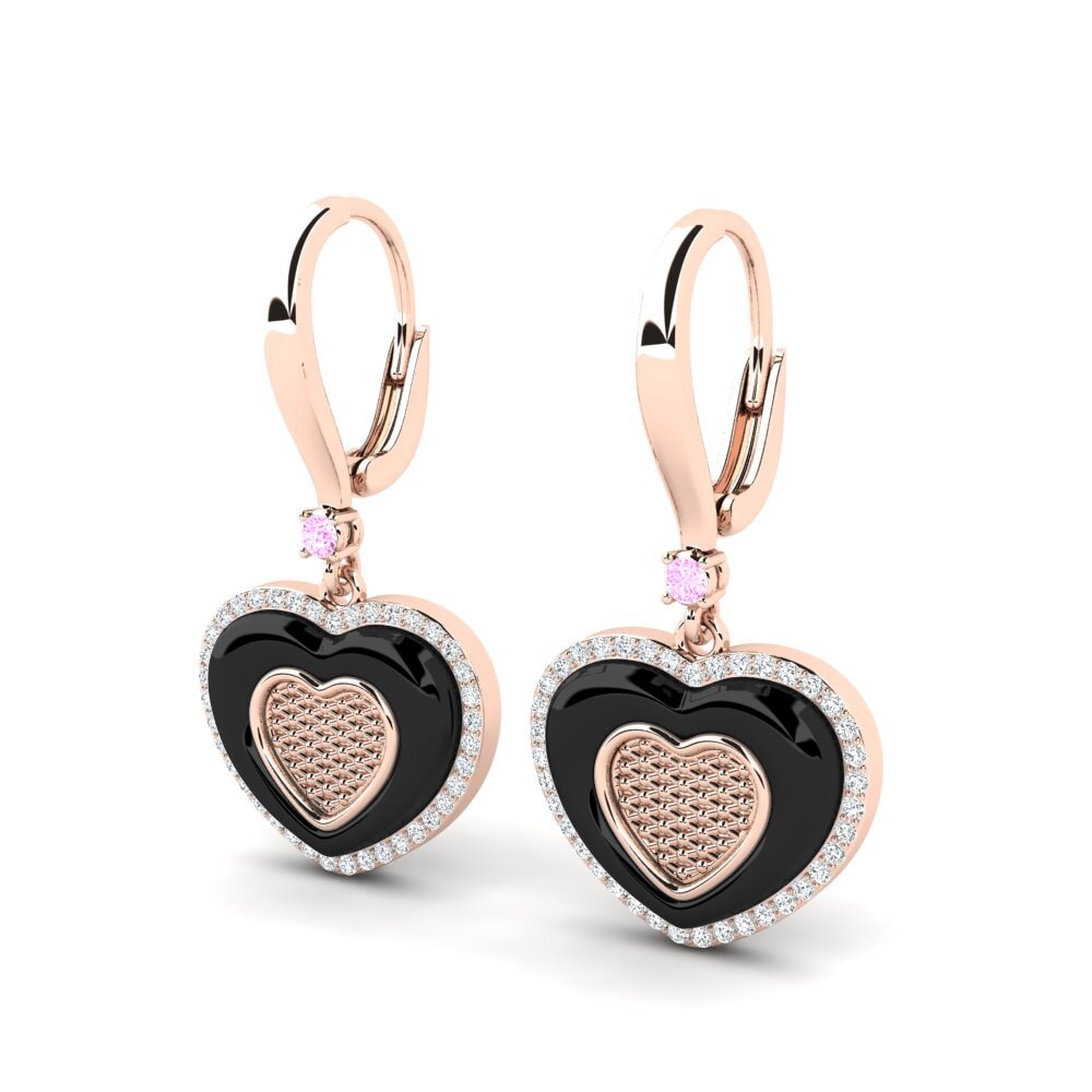14k Oro Rosa Zafiro Rosado Pendiente de mujer Ciccone