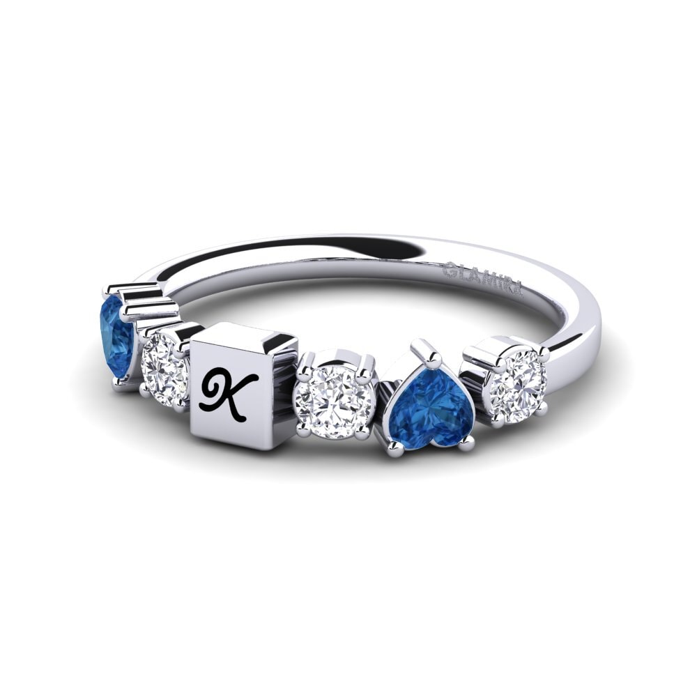 Palladium 950 Dunkelblauer Zirkonia Ringe Ciera