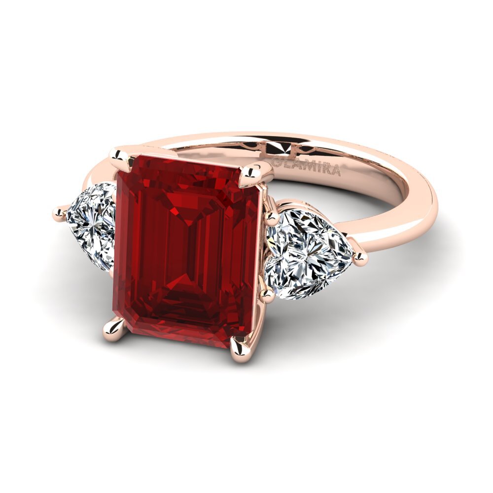 18ct Rose Gold Ruby (Lab Created) Women's Ring Cigo