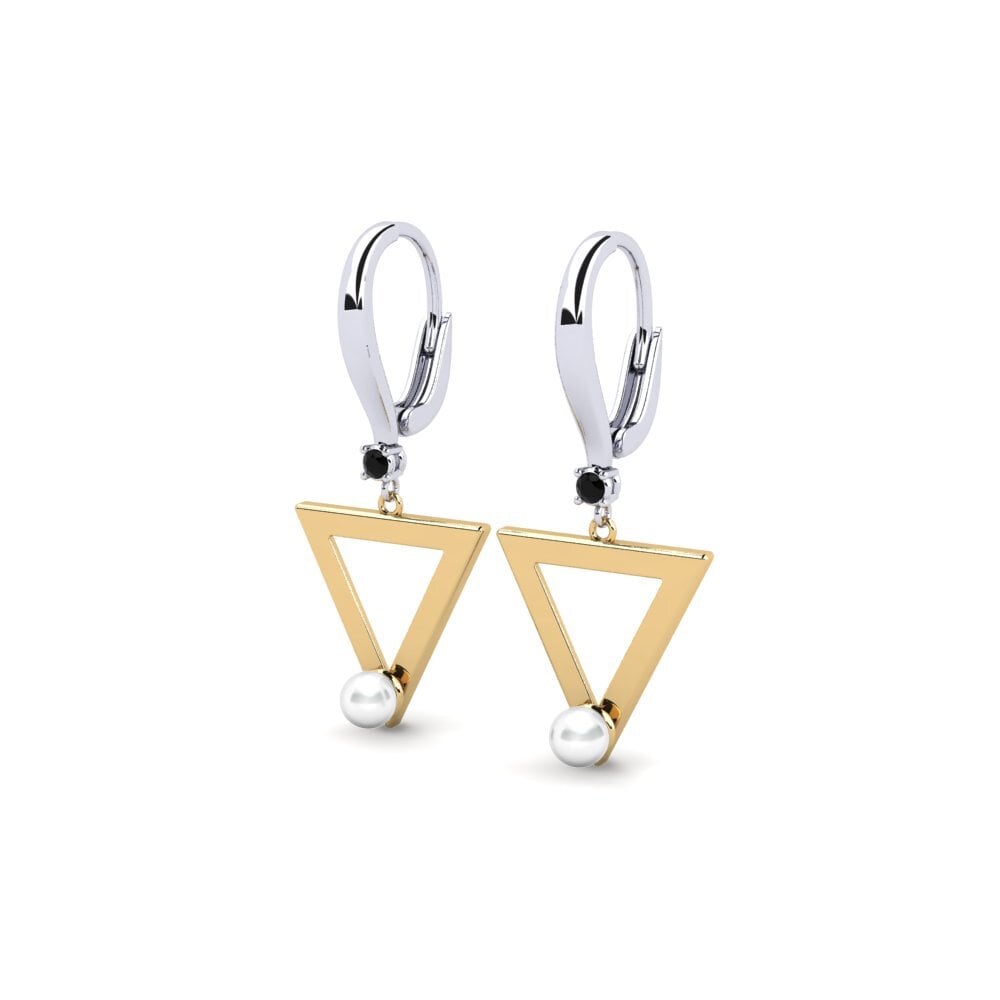 14ct White & Yellow Gold Black Sapphire Women's Earring Cigur