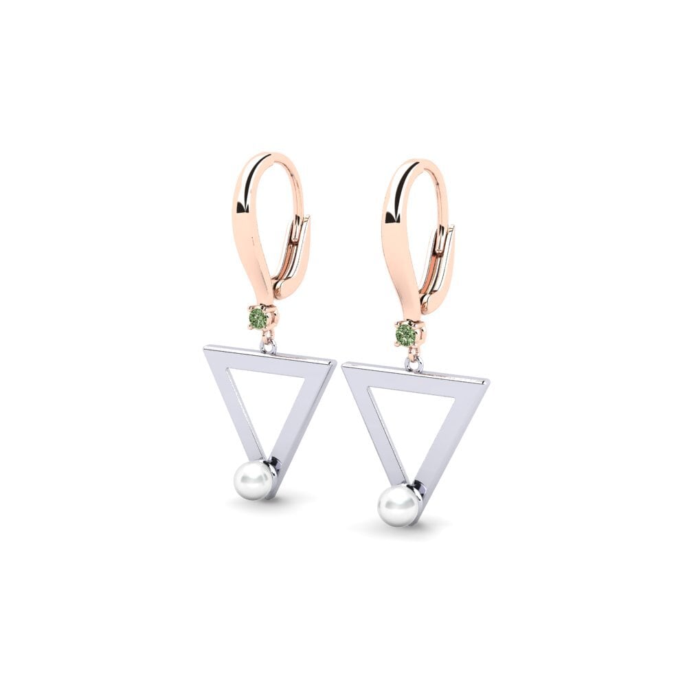 9k Oro Rosa & Blanco Diamante Verde Pendiente de mujer Cigur