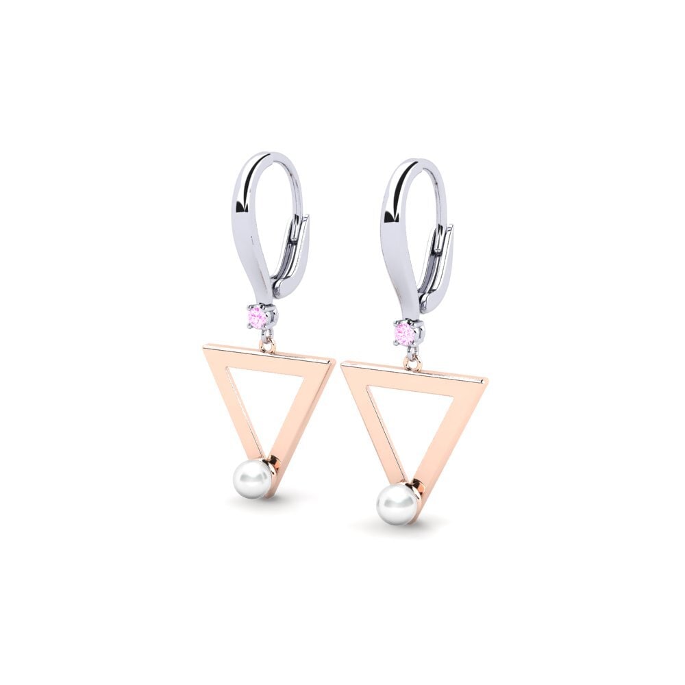 14k Oro Blanco & Rosa Zafiro Rosado Pendiente de mujer Cigur