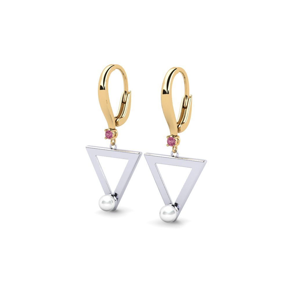 9ct Yellow & White Gold Rhodolite Garnet Women's Earring Cigur