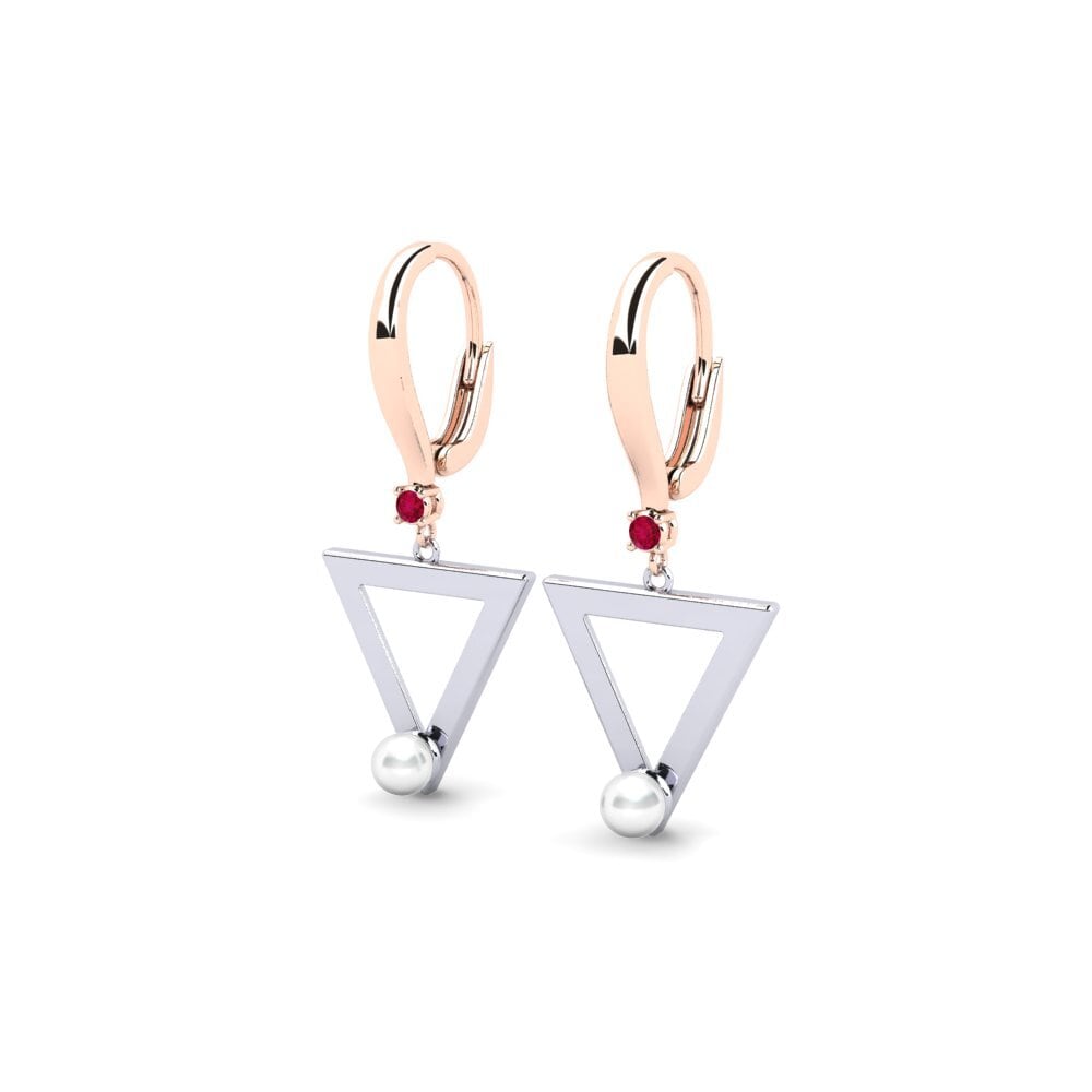 9k Oro Rosa & Blanco Rubí Pendiente de mujer Cigur