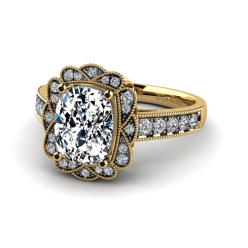 9k Oro Amarillo Anillo de compromiso Cindi