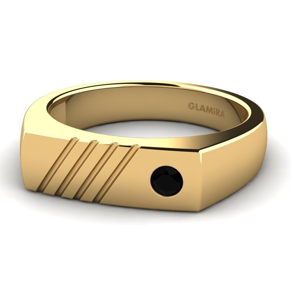 9ct Yellow Gold Black Sapphire Men's Ring Ciprian