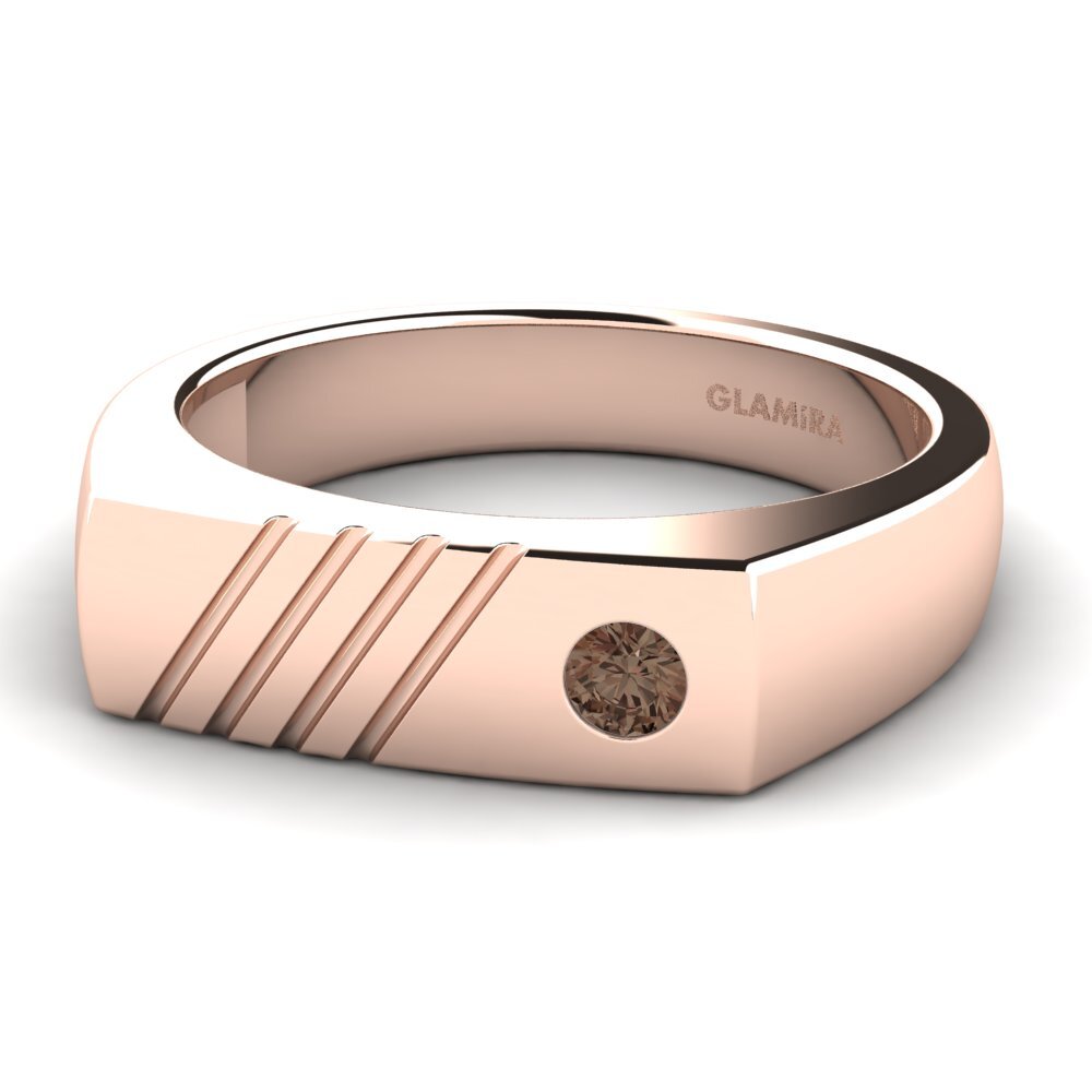 Oro Rosso 585 Quarzo Fumé Anello da uomo Ciprian