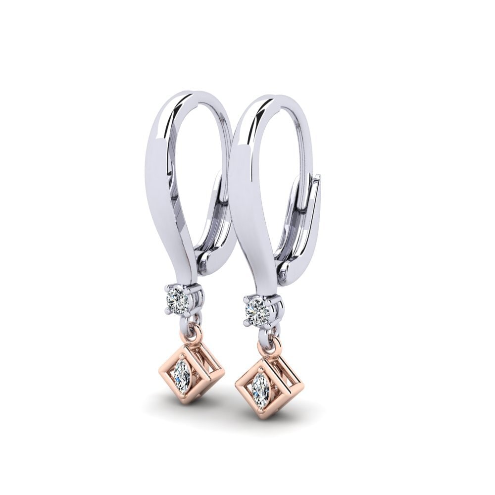14ct White / Rose Gold Marquise Women's Earring Claniret