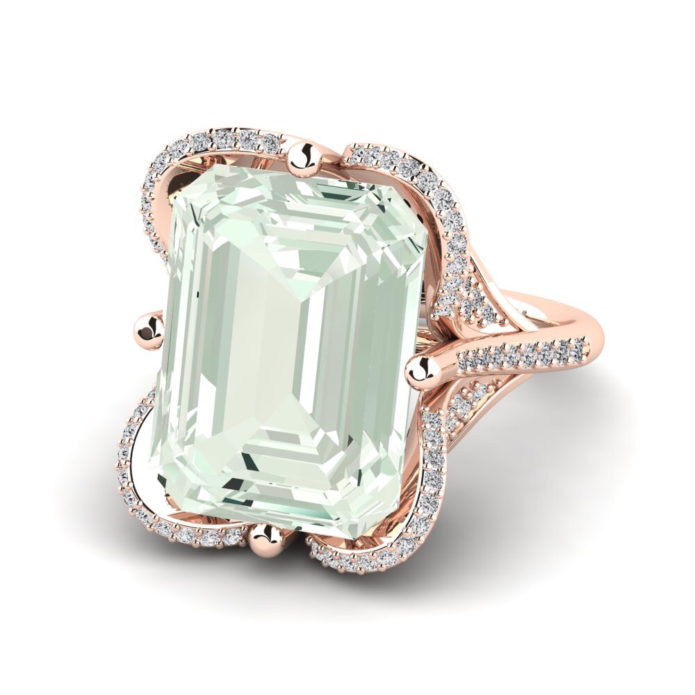 9k Rose Gold Green Amethyst Ring Clare