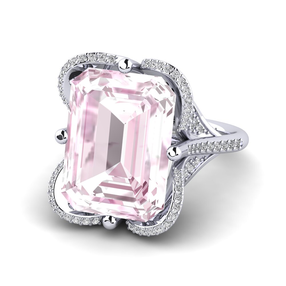 White Silver Kunzite Ring Clare