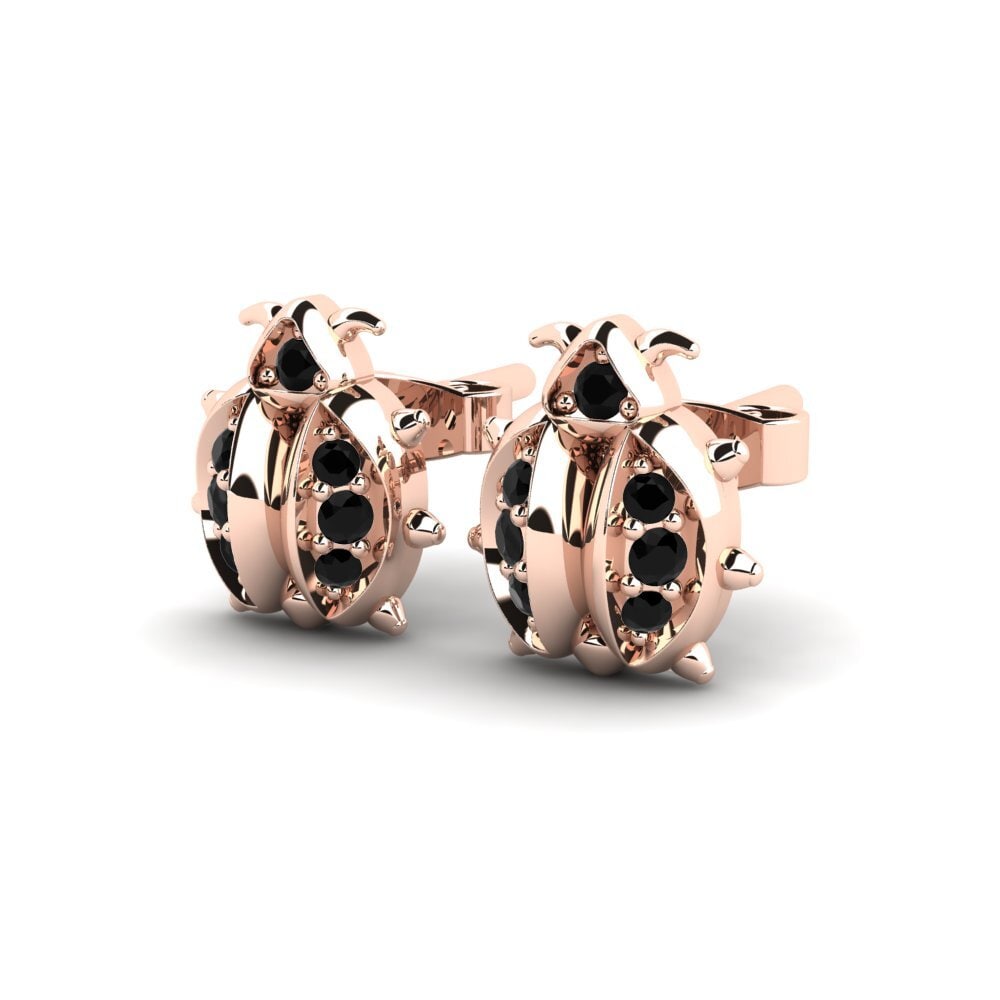 14ct Rose Gold Black Sapphire Women's Earring Clarence