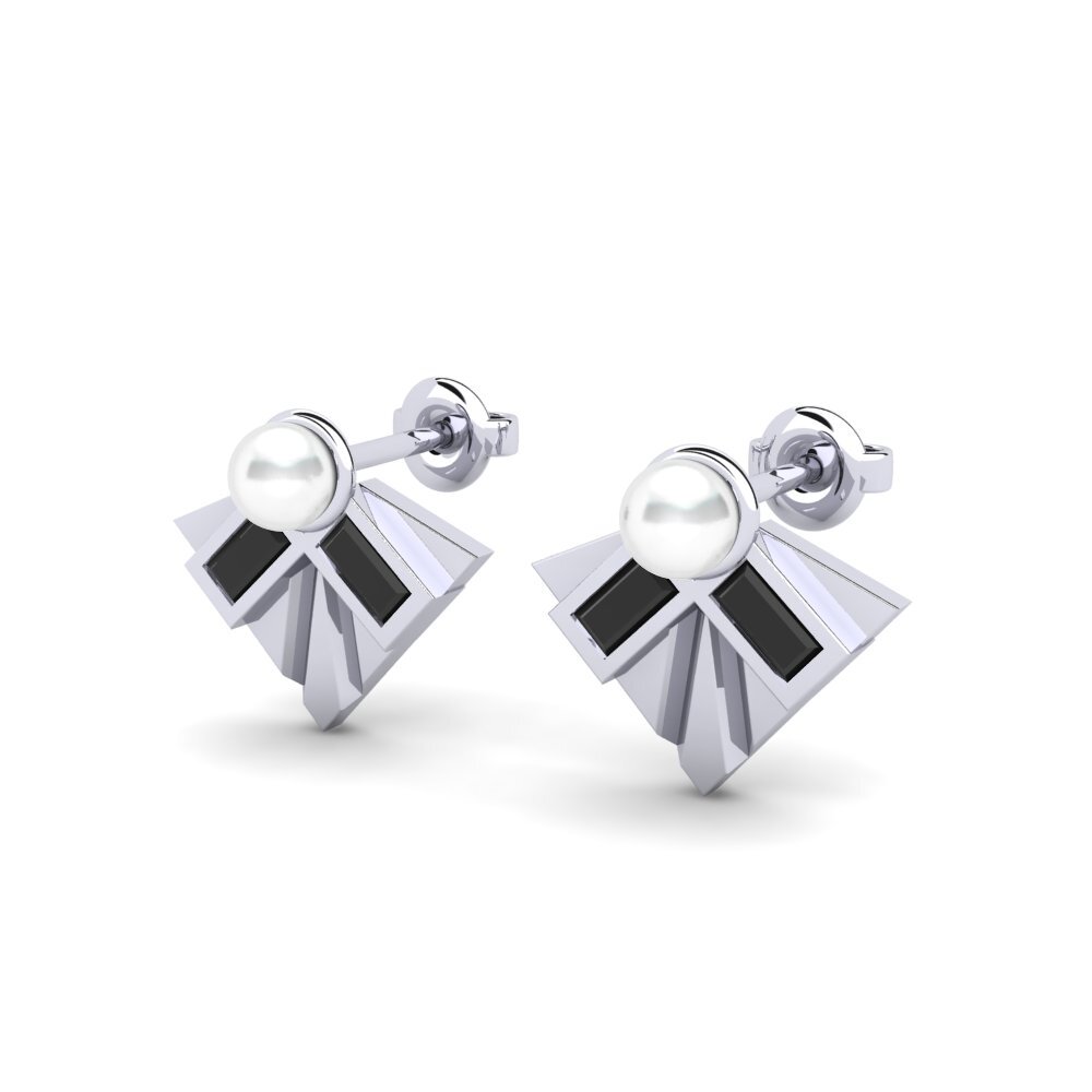 9k White Gold Black Sapphire Women's Earring Clarify