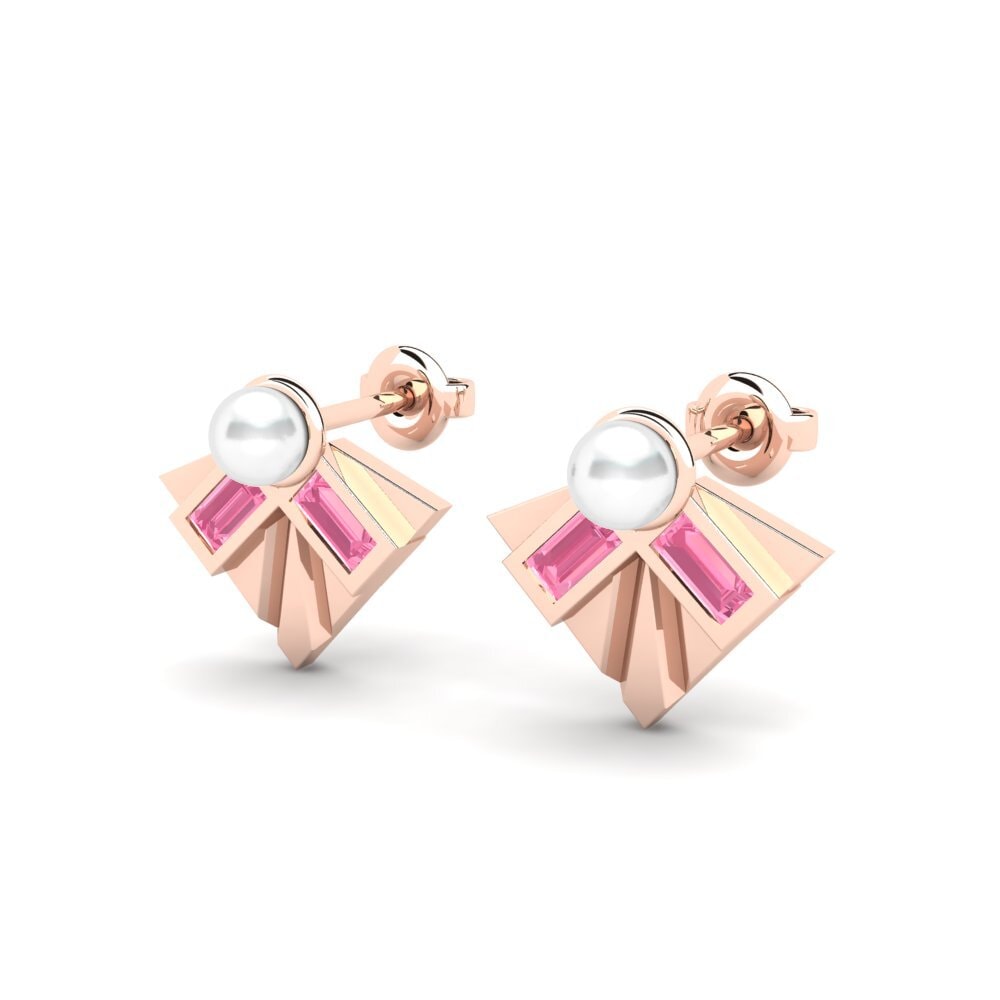 14k Rose Gold Pink Sapphire Women's Earring Clarify