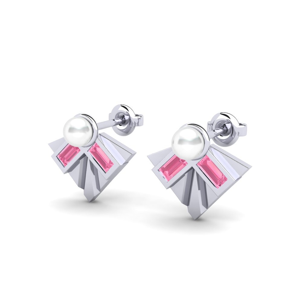 950 Platinum Pink Sapphire Women's Earring Clarify