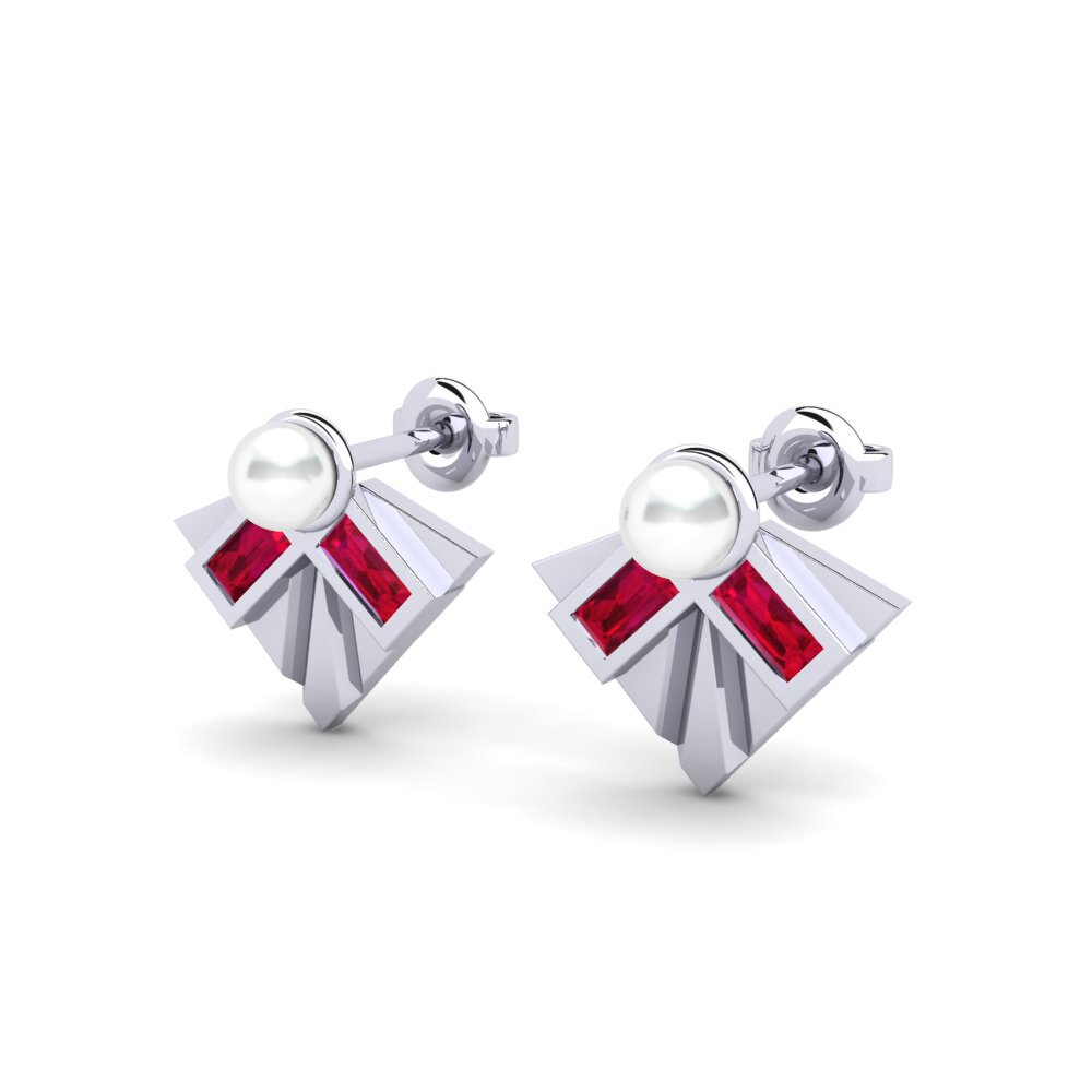 9ct White Gold Ruby Women's Earring Clarify