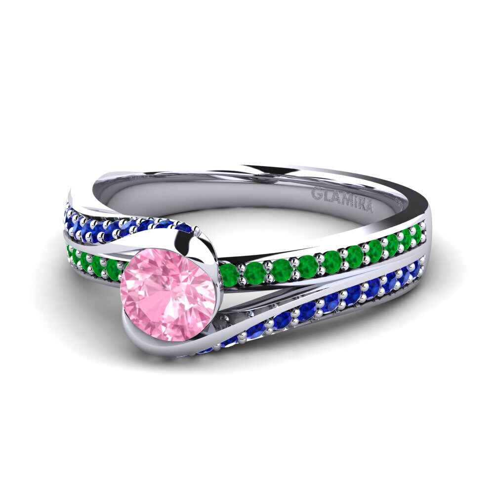 18ct White Gold Pink Sapphire Engagement Ring Clariss
