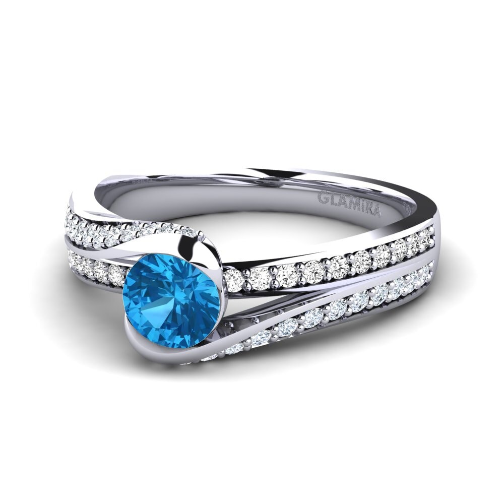 Topacio azul Anillo de compromiso Clariss