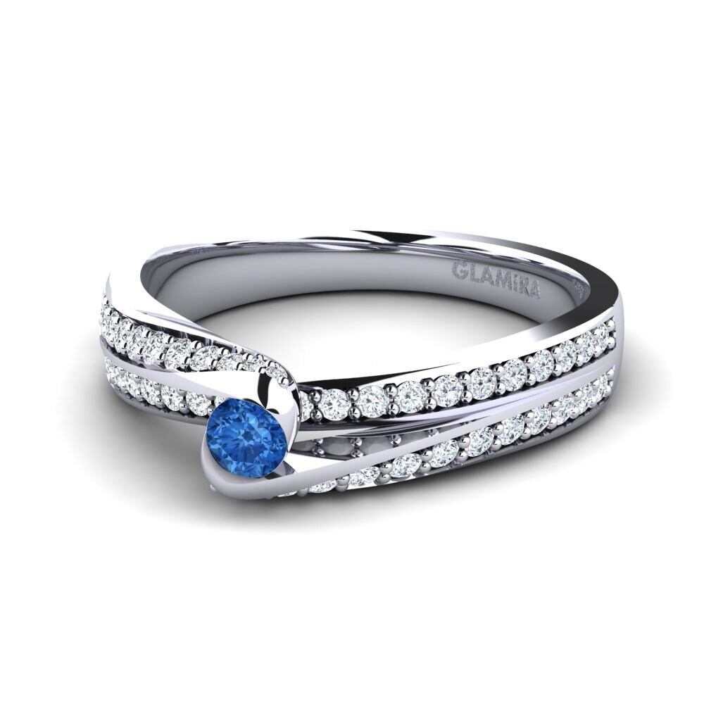 Circonita Azul Oscuro Anillo de compromiso Clariss 0.1 crt