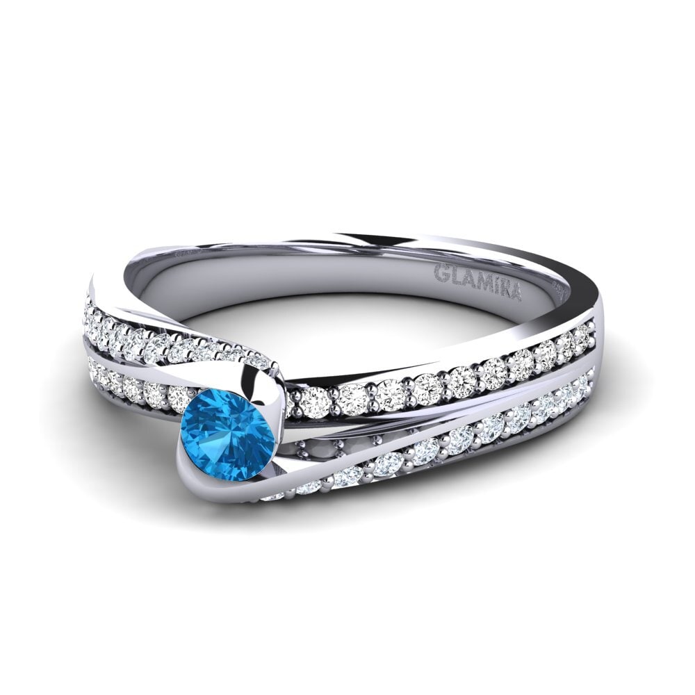 Topacio azul Anillo de compromiso Clariss 0.16 crt