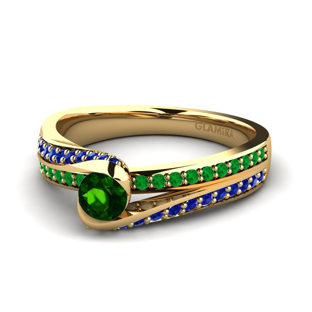 14ct Yellow Gold Green Tourmaline Engagement Ring Clariss 0.25 crt