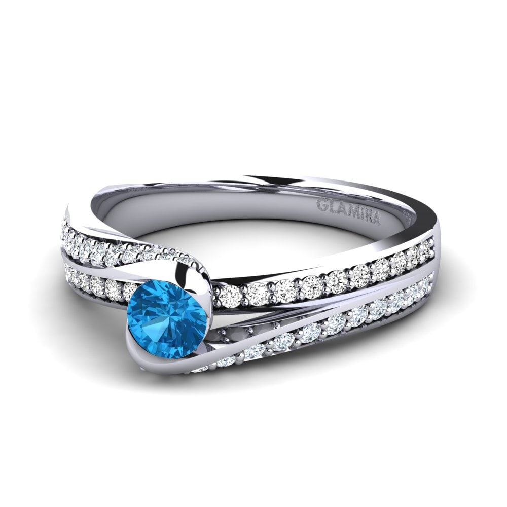 Topacio azul Anillo de compromiso Clariss 0.25 crt