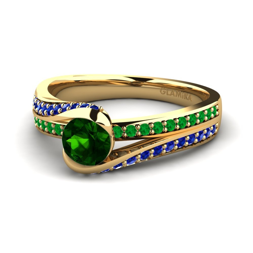 14ct Yellow Gold Green Tourmaline Engagement Ring Clariss 1.0 crt