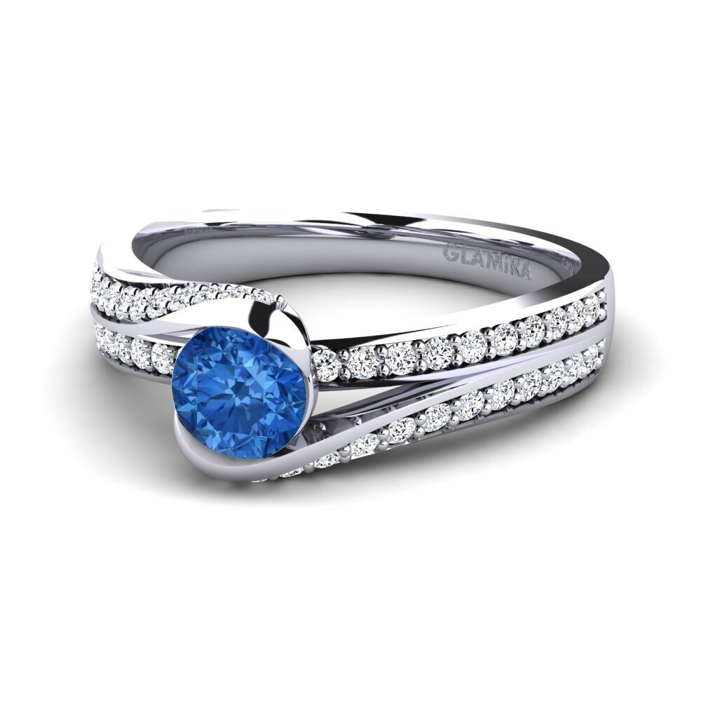 Circonita Azul Oscuro Anillo de compromiso Clariss 1.0 crt