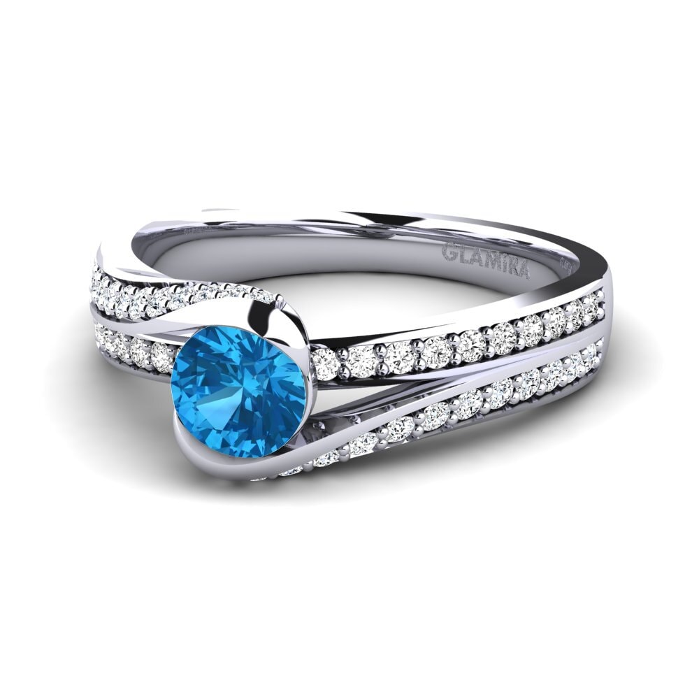 Topacio azul Anillo de compromiso Clariss 1.0 crt