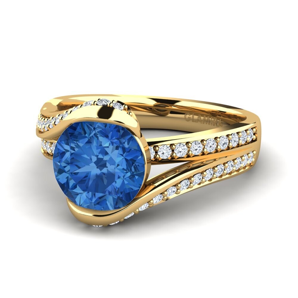 Circonita Azul Oscuro Anillo de compromiso Clariss 2.0crt