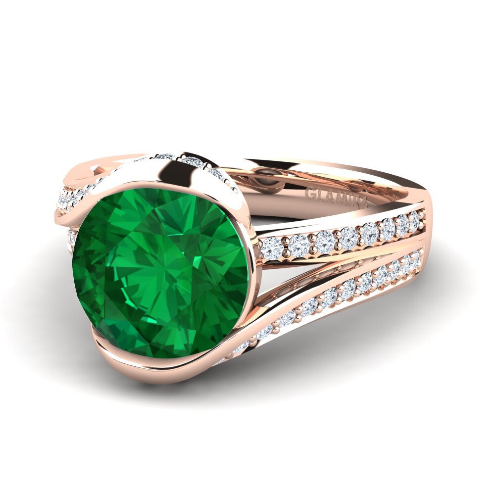 Esmeralda (creada en laboratorio) Anillo de compromiso Clariss 3.0crt