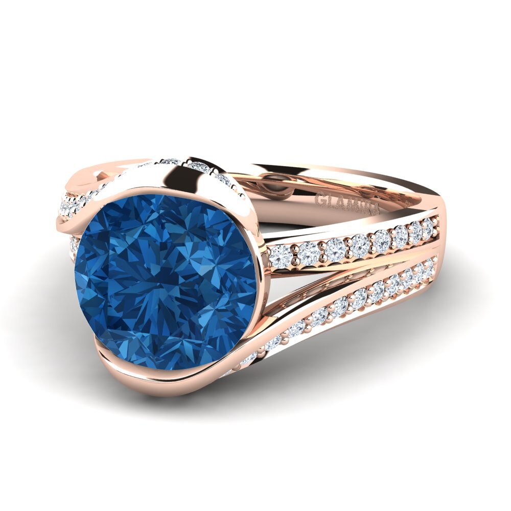 Circonita Azul Oscuro Anillo de compromiso Clariss 3.0crt