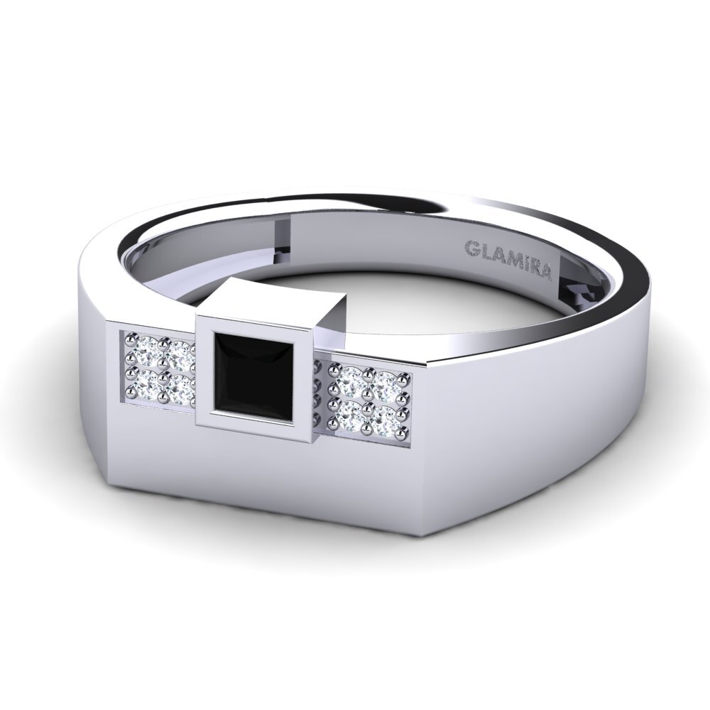 18ct White Gold Black Onyx Men's Ring Cledwyn
