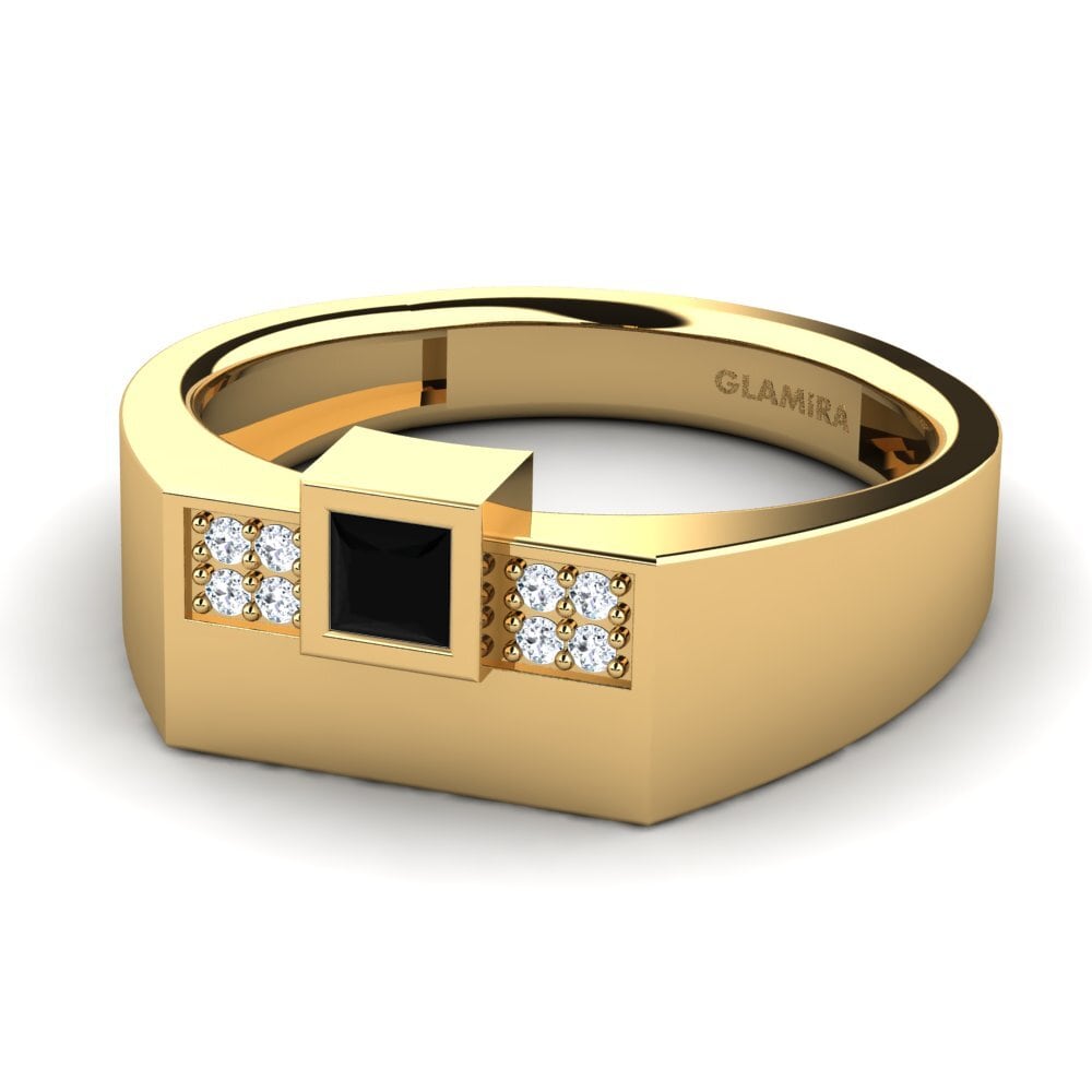 9ct Yellow Gold Black Sapphire Men's Ring Cledwyn