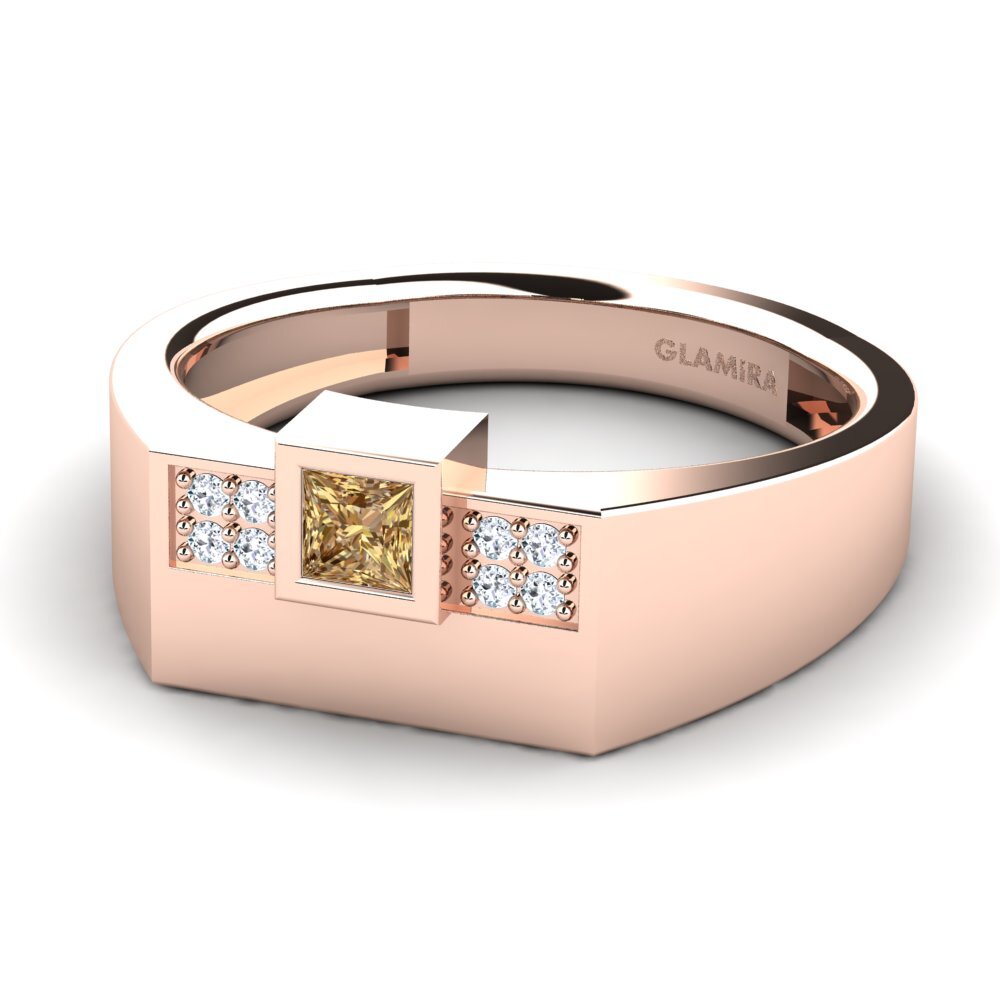 14ct Rose Gold Brown Diamond Men's Ring Cledwyn