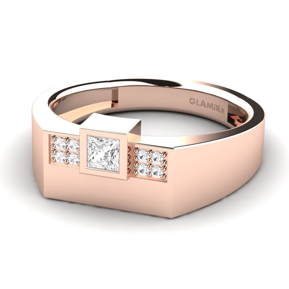 14ct Rose Gold White sapphire Men's Ring Cledwyn