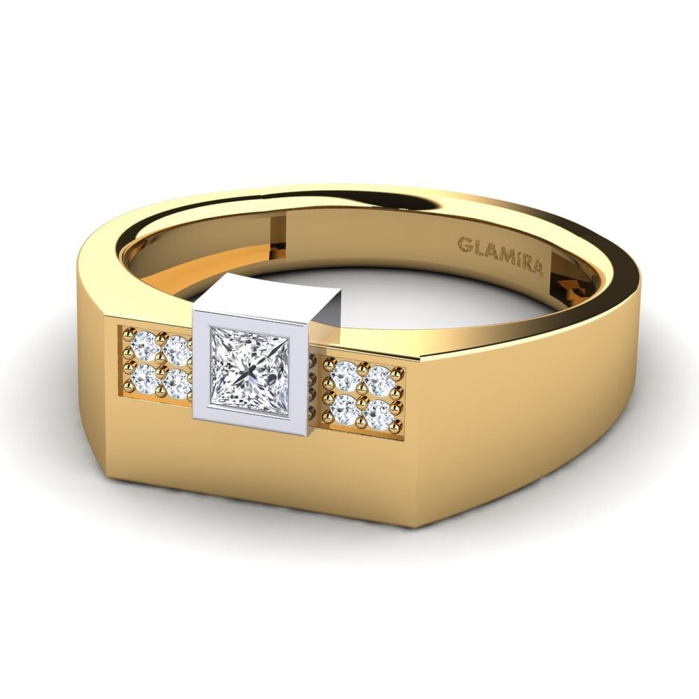 14ct Yellow & White Gold Lab Grown Diamond Men's Ring Cledwyn