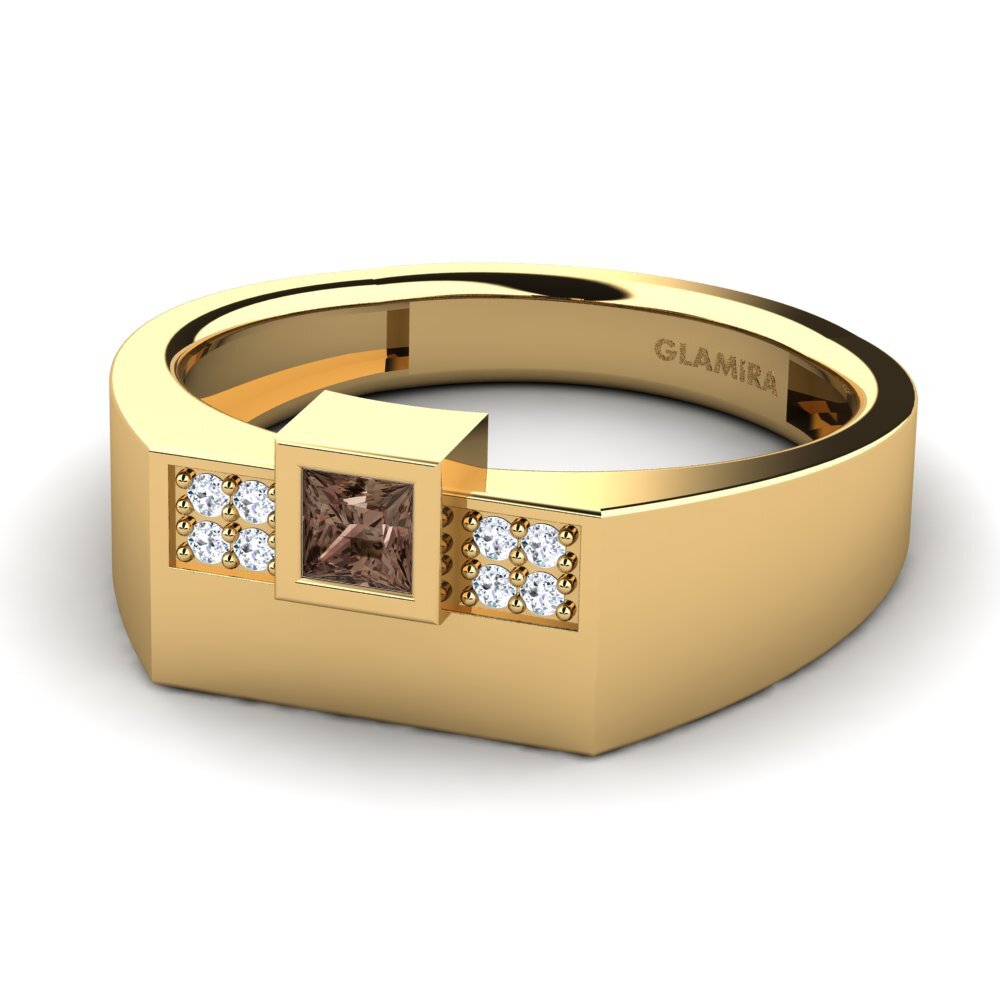 9ct Yellow Gold Smoky Quartz Men's Ring Cledwyn